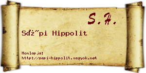 Sápi Hippolit névjegykártya